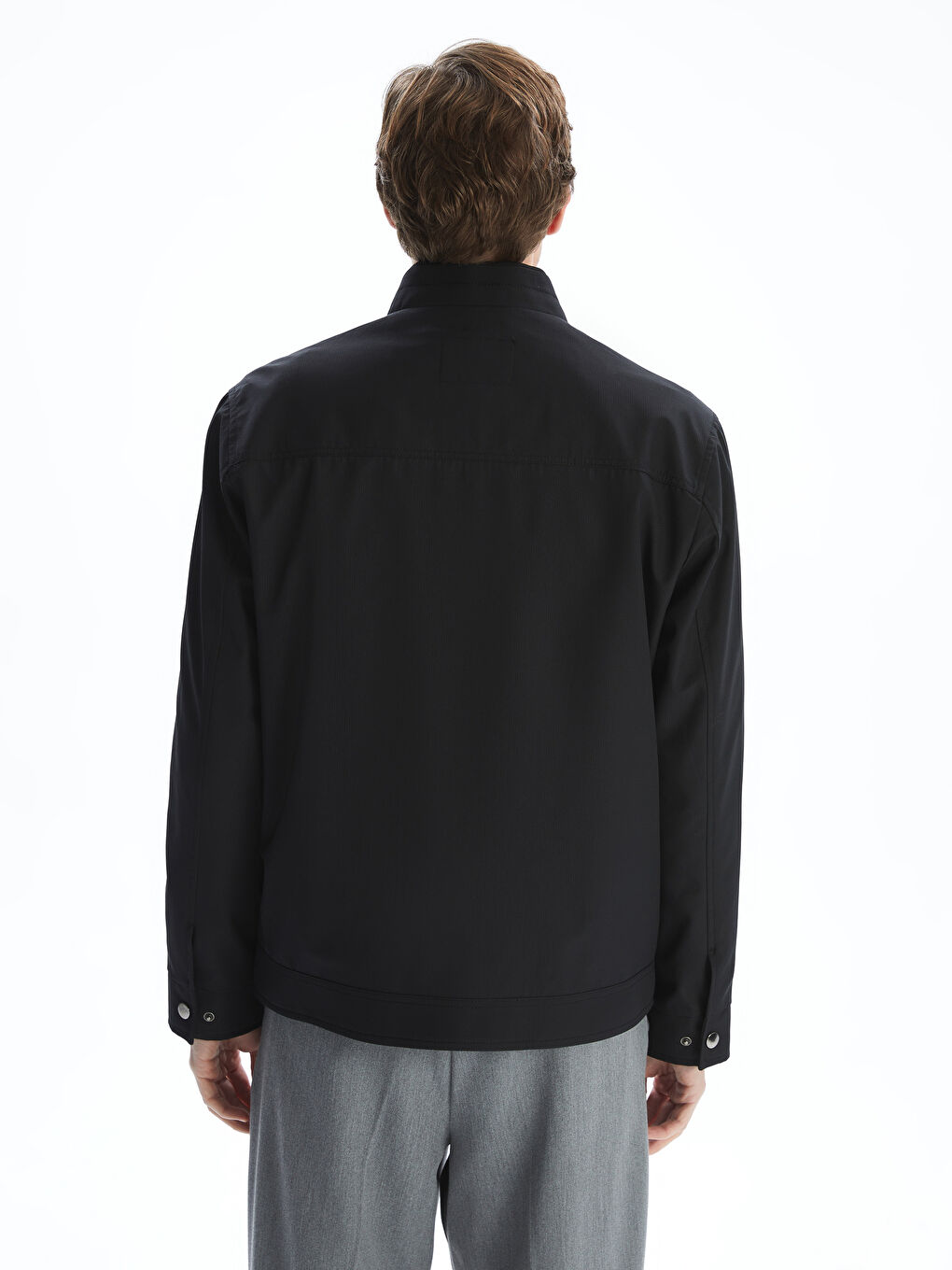 Siyah Standart Kalıp Dik Yaka Erkek Mont-4