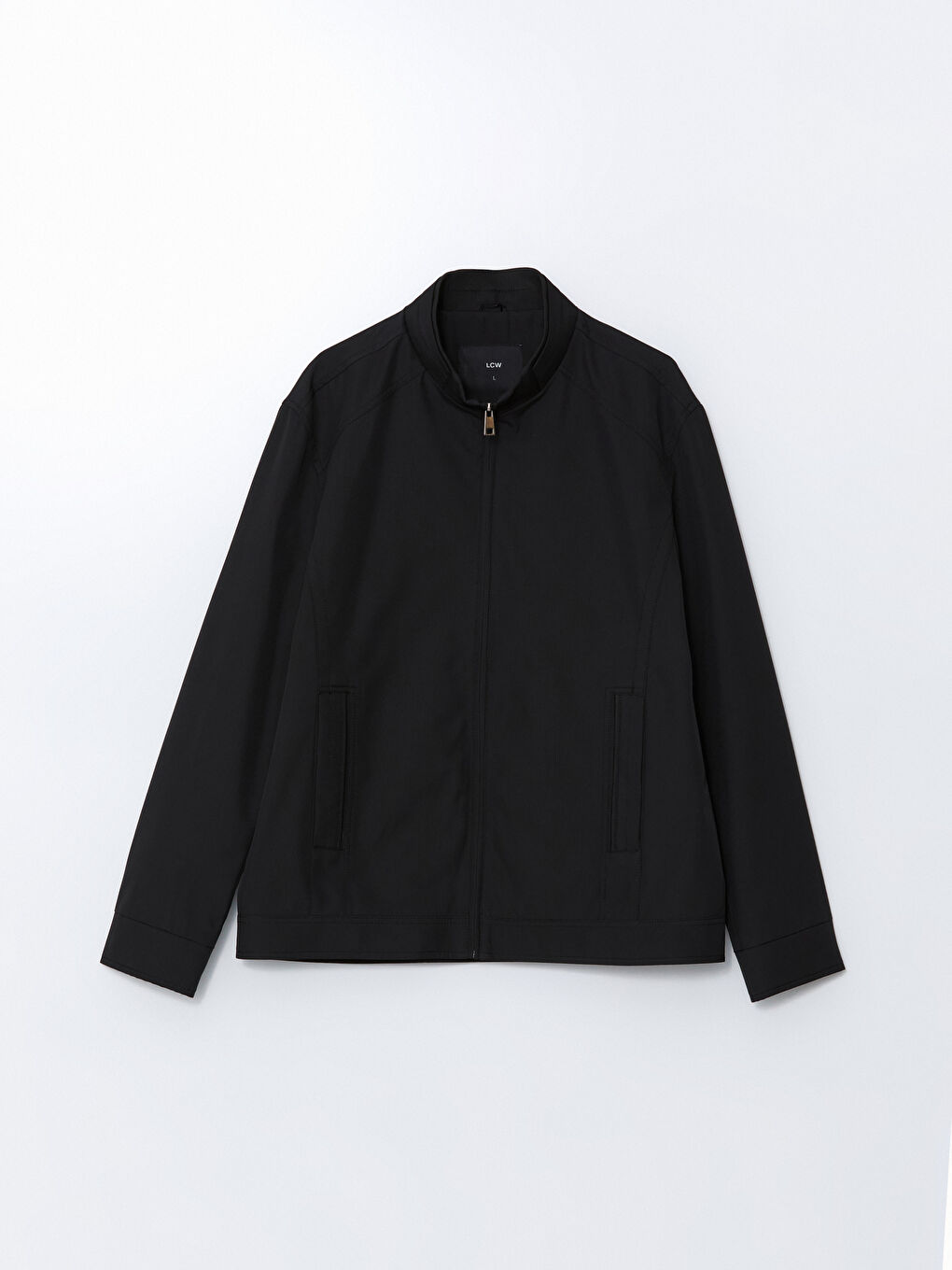 Siyah Standart Kalıp Dik Yaka Erkek Mont-5