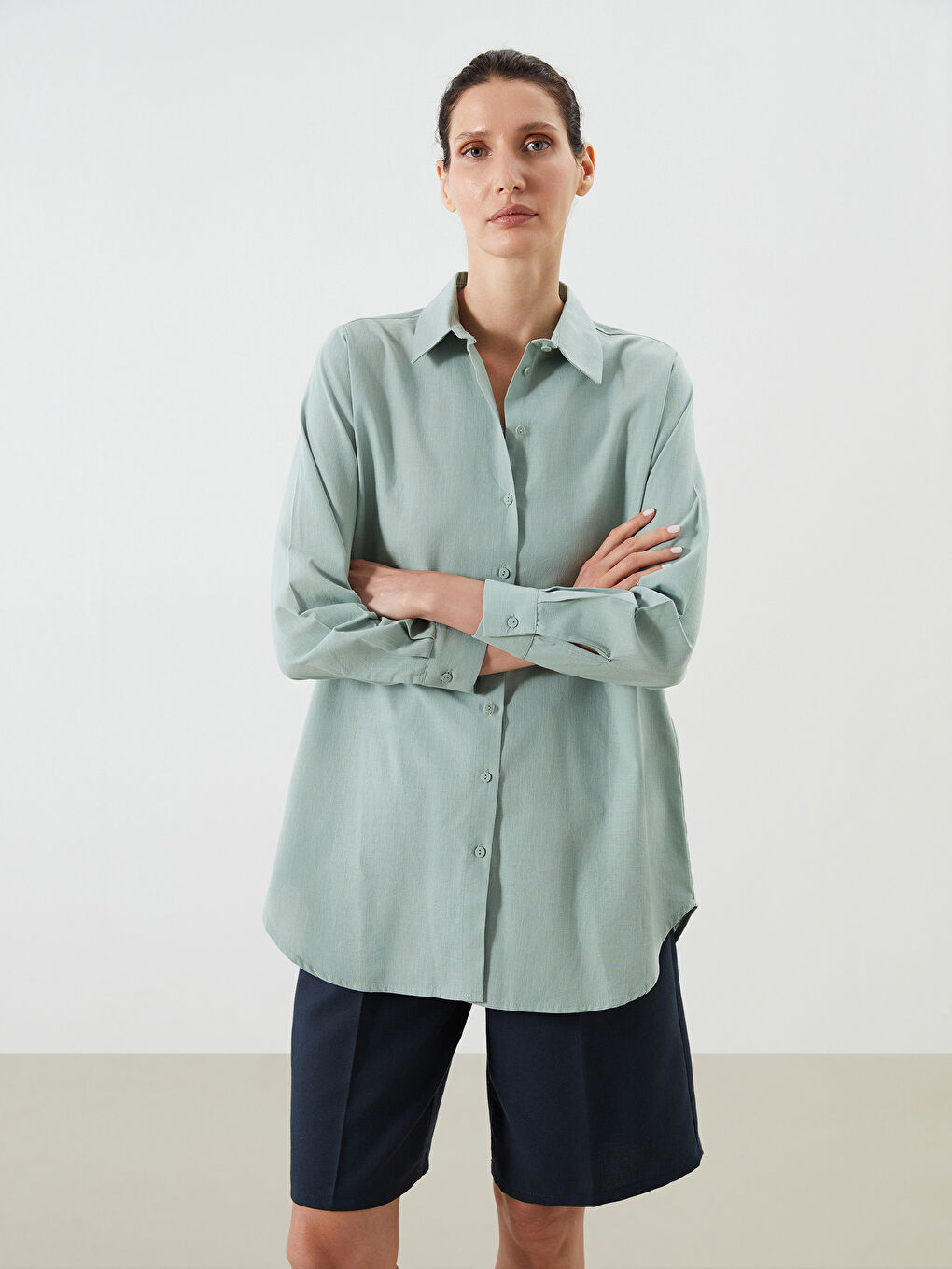 LCWAIKIKI Classic Regular Fit Women's Shirt Tunic -S5ND21Z8-GBN