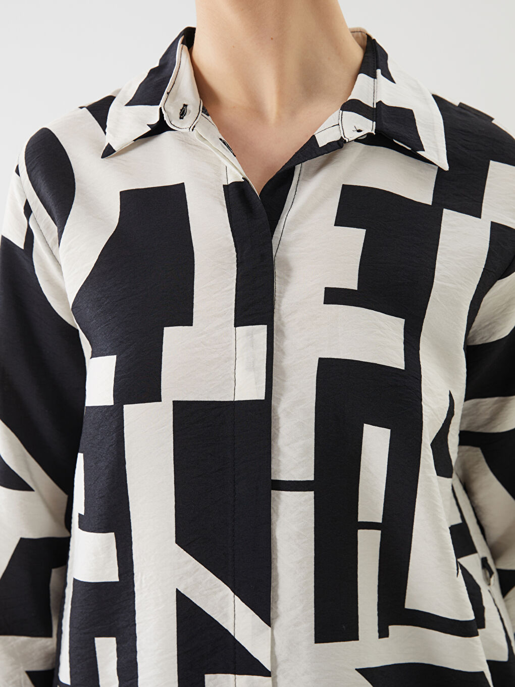 Siyah Desenli Kadın Gömlek Tunik-2