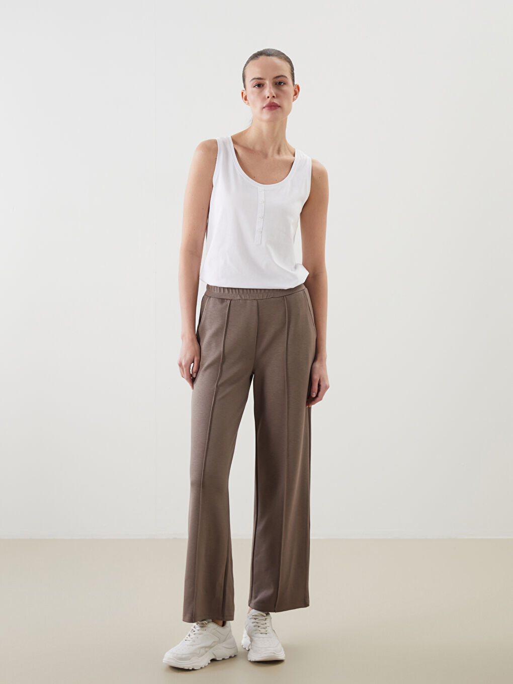 Women's Wide Leg Elastic Waist Tracksuit Bottom -S5ND23Z8-H55