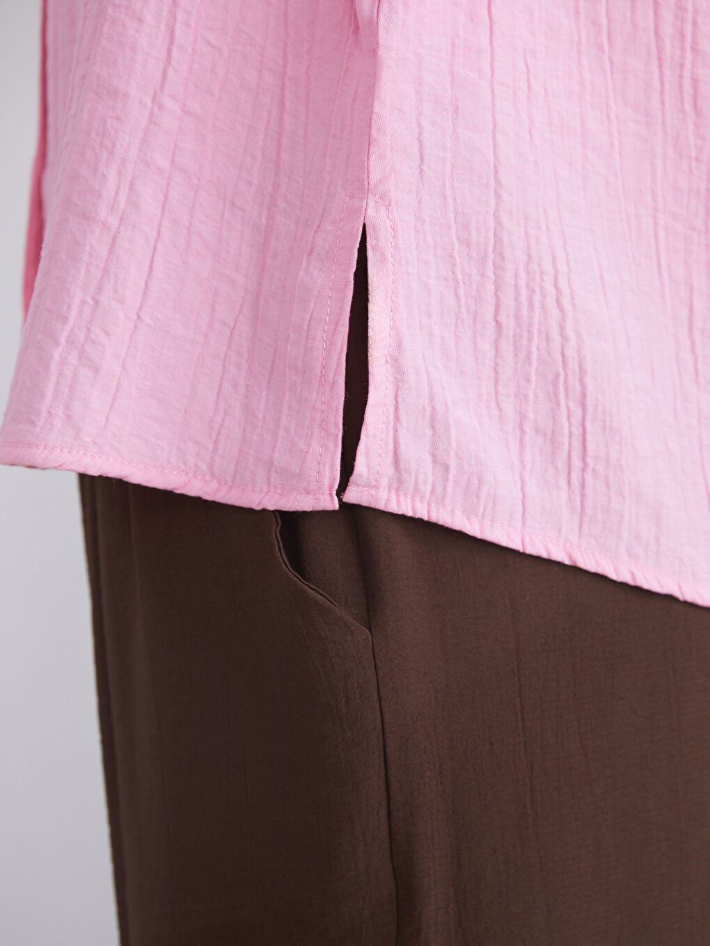 Pembe Müslin Kadın Gömlek-2