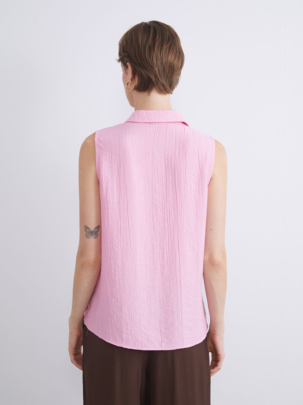 Pembe Müslin Kadın Gömlek-3