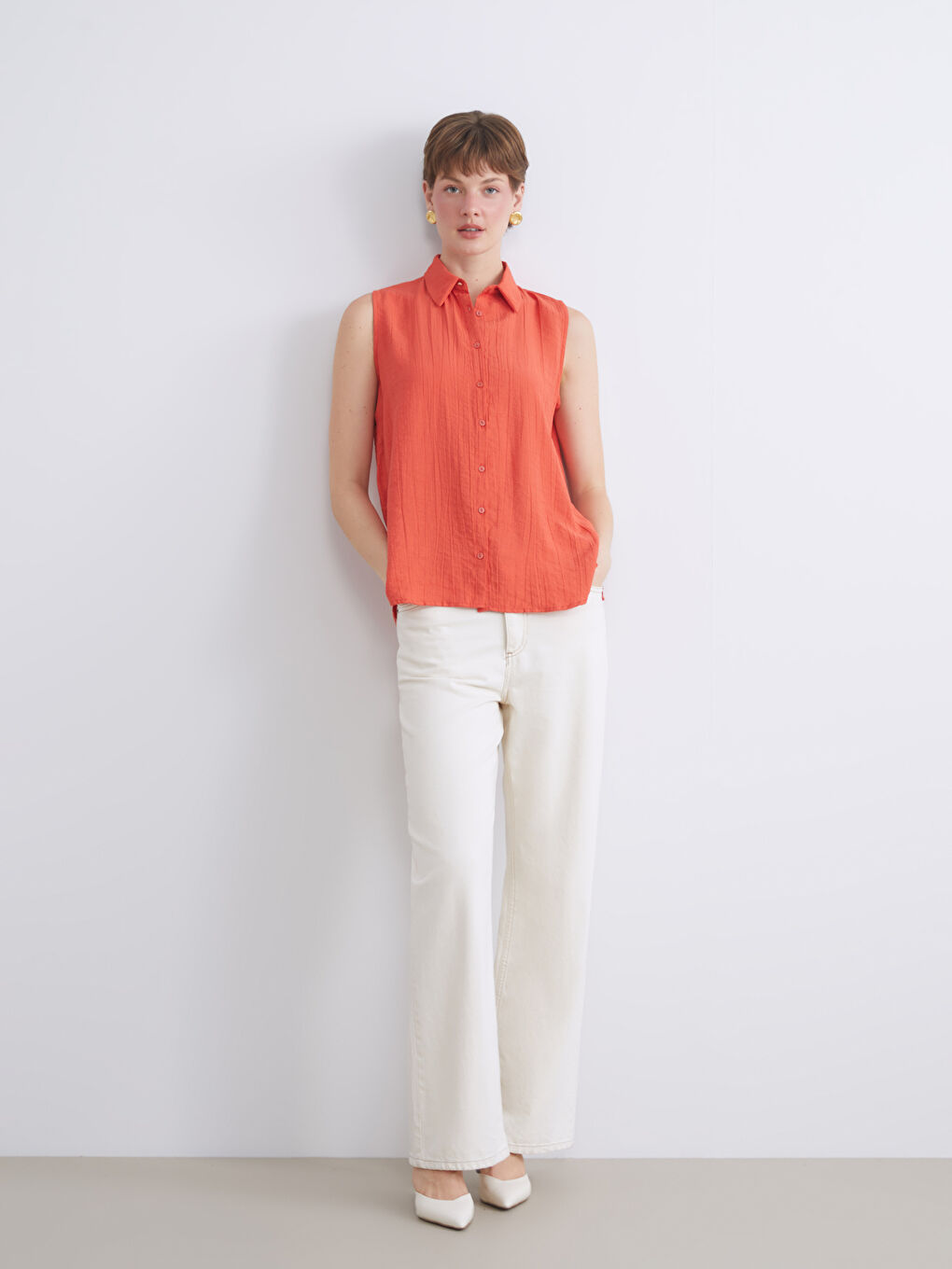 Kırmızı Müslin Kadın Gömlek-1