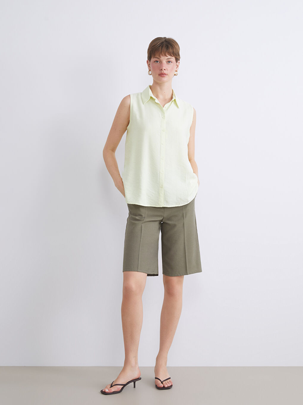 Sarı Müslin Kadın Gömlek-1