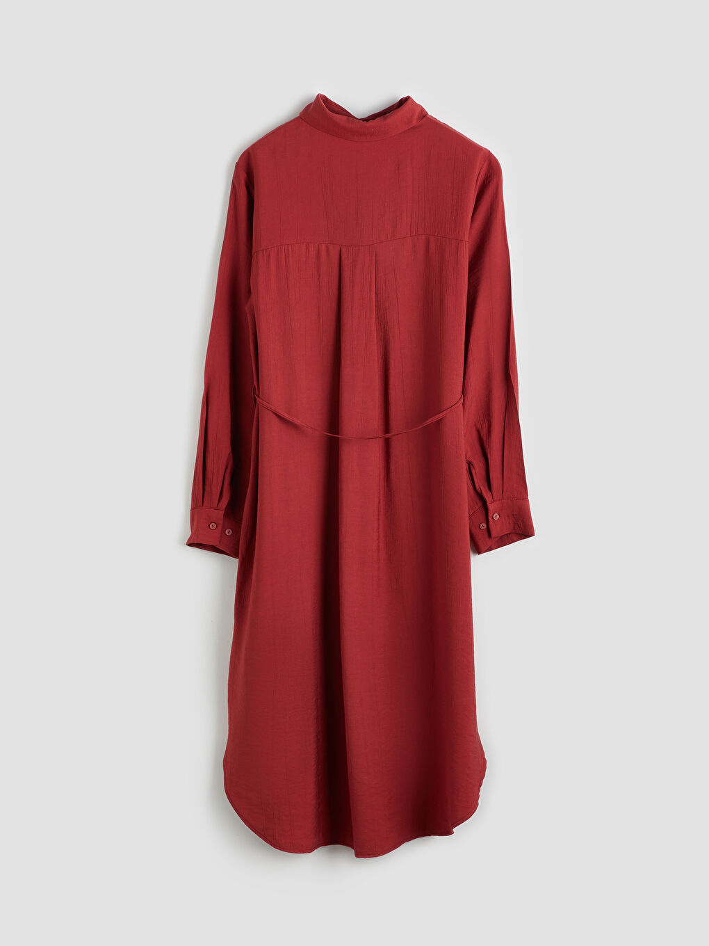 Bordo Dokulu Oversize Kadın Gömlek Tunik-5