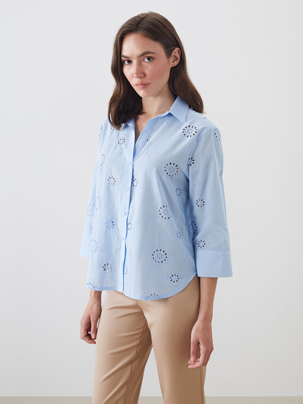 LCWAIKIKI Classic Woman BLUE Shirt -S5ND43Z8-CTD