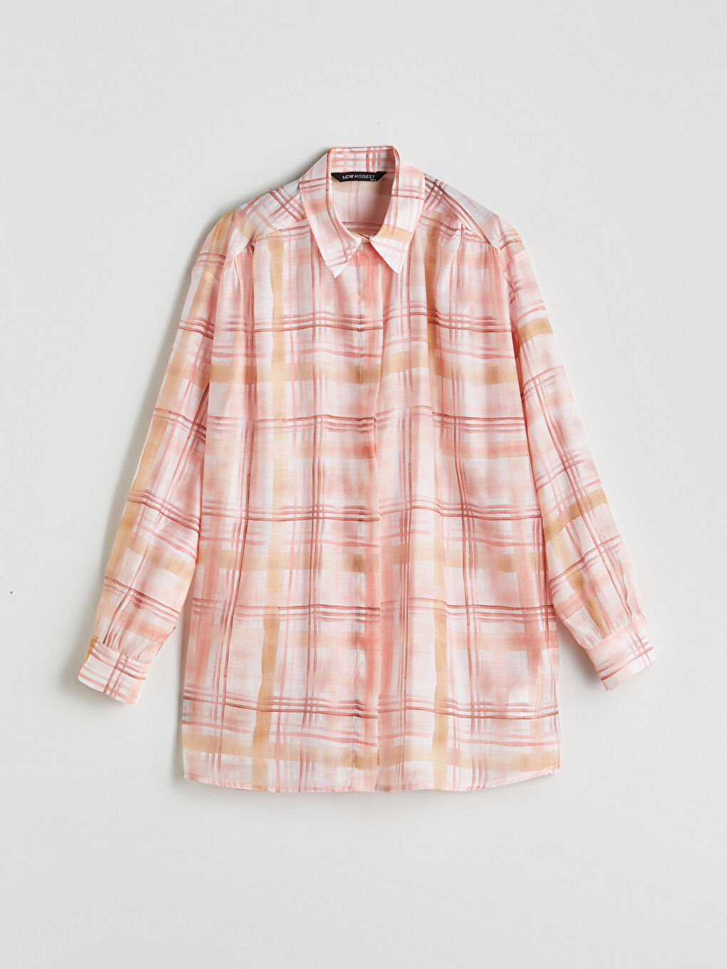 Plaid Oversize Women's Shirt Tunic -S5NE01Z8-LNQ