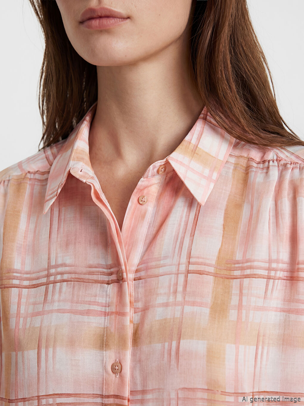 Pembe Ekose Oversize Kadın Gömlek Tunik-2