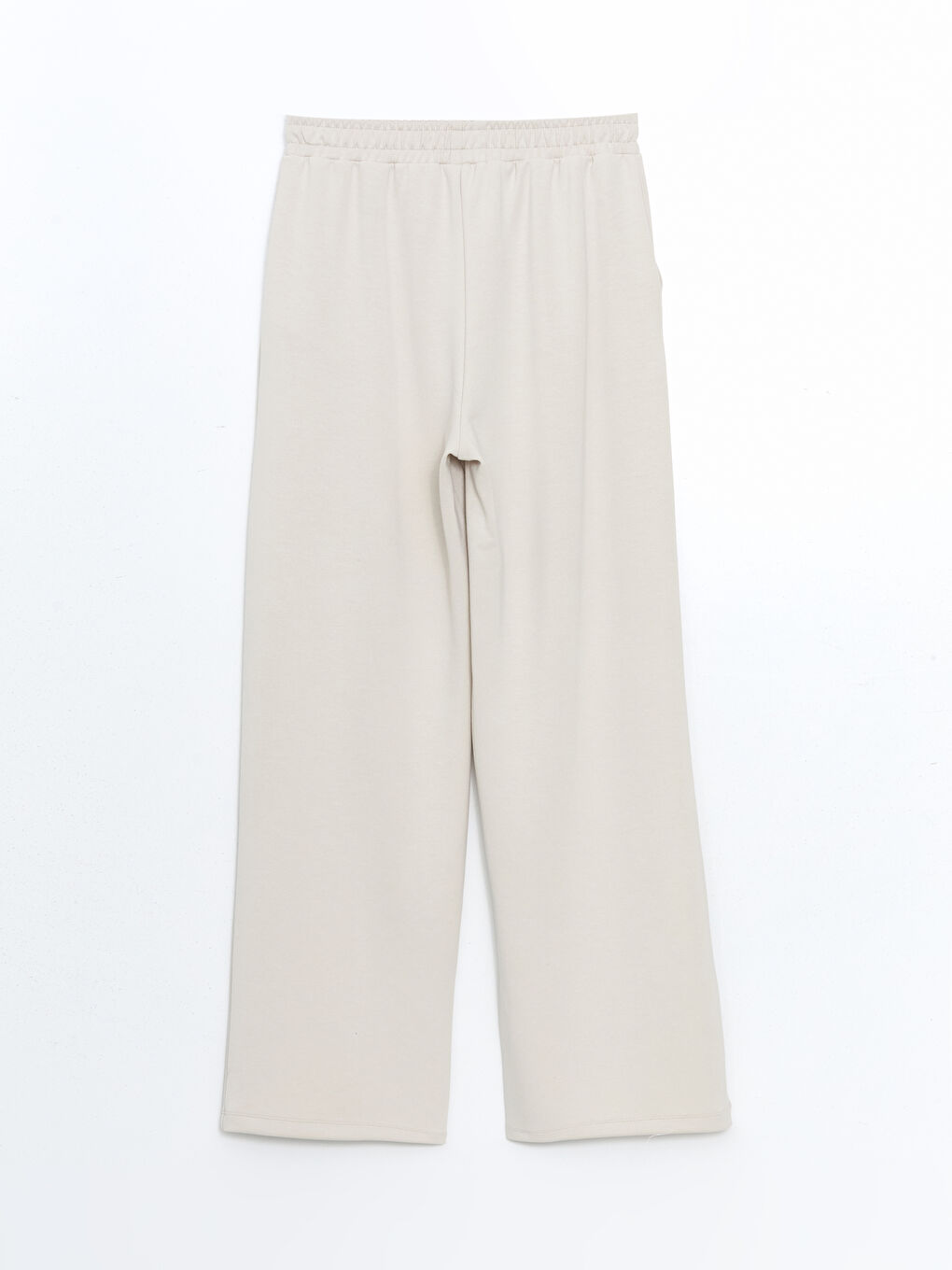 Bej Beli Lastikli Geniş Paça Kadın Eşofman Altı-5