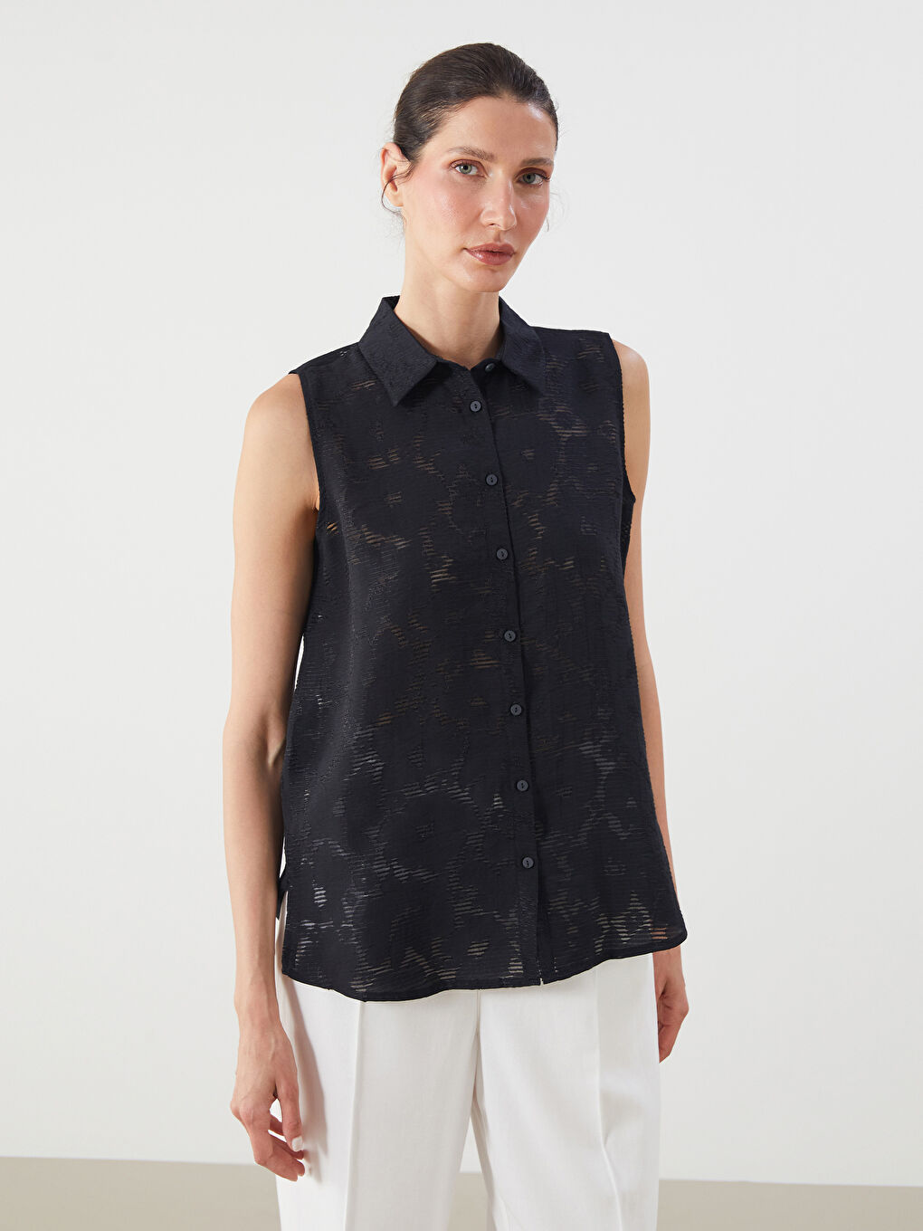 Siyah Desenli Kadın Gömlek