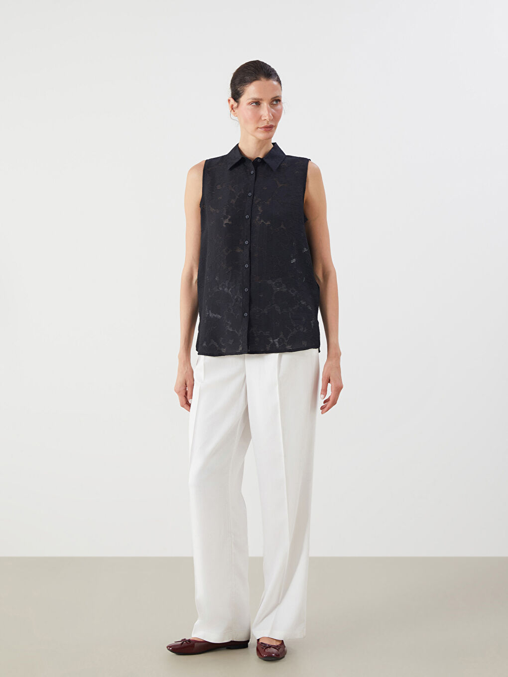 Siyah Desenli Kadın Gömlek-1