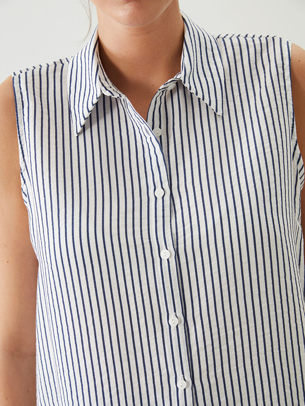 İndigo Çizgili Kadın Gömlek-2