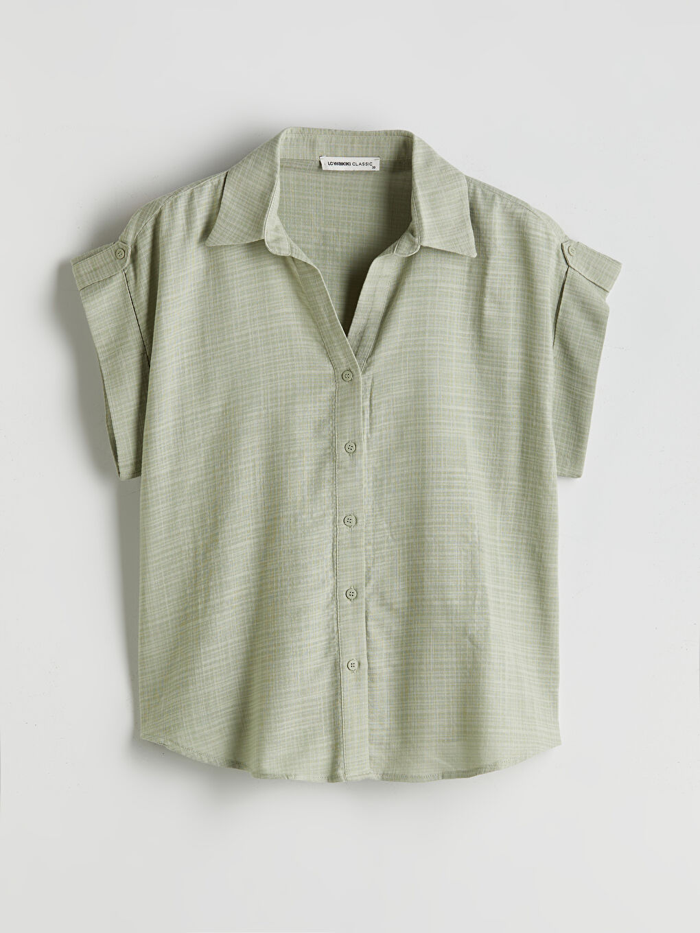 Yeşil Kaçık Yaka Kadın Gömlek-4