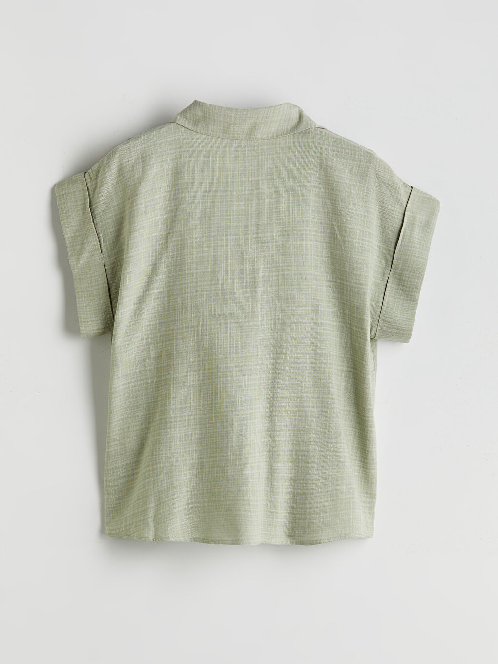 Yeşil Kaçık Yaka Kadın Gömlek-5