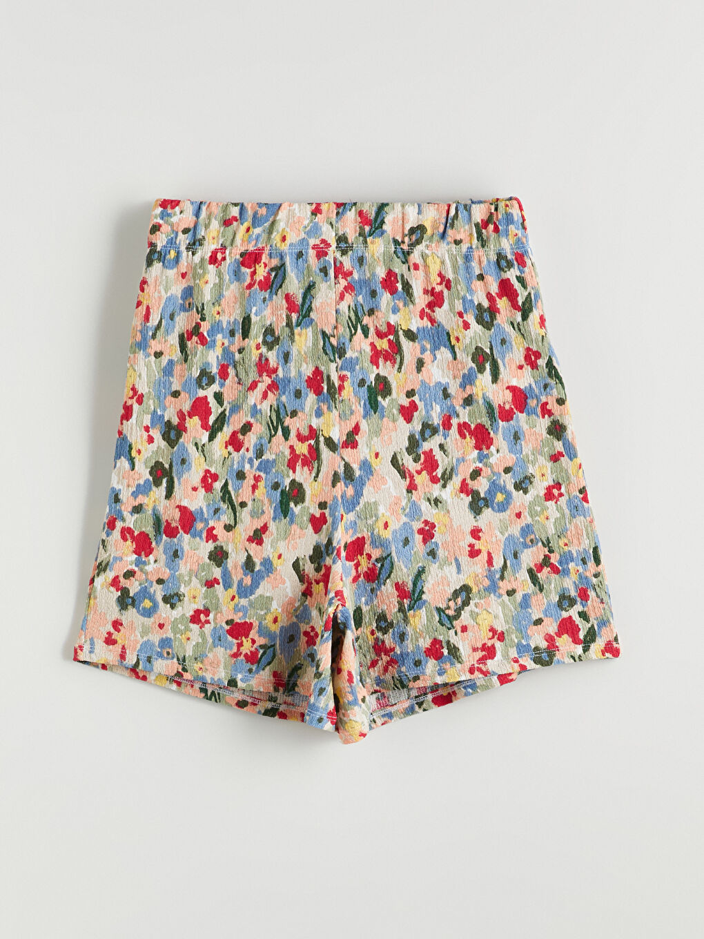 Pembe Beli Lastikli Çiçekli Kadın Şort-8