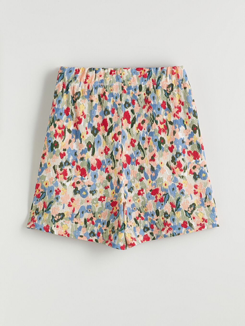 Pembe Beli Lastikli Çiçekli Kadın Şort-9