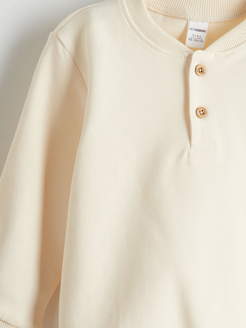 Ekru Bisiklet Yaka Erkek Çocuk Sweatshirt-2