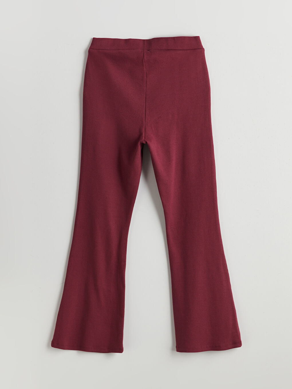 Bordo Beli Lastikli İspanyol Paça Kız Çocuk Tayt-1