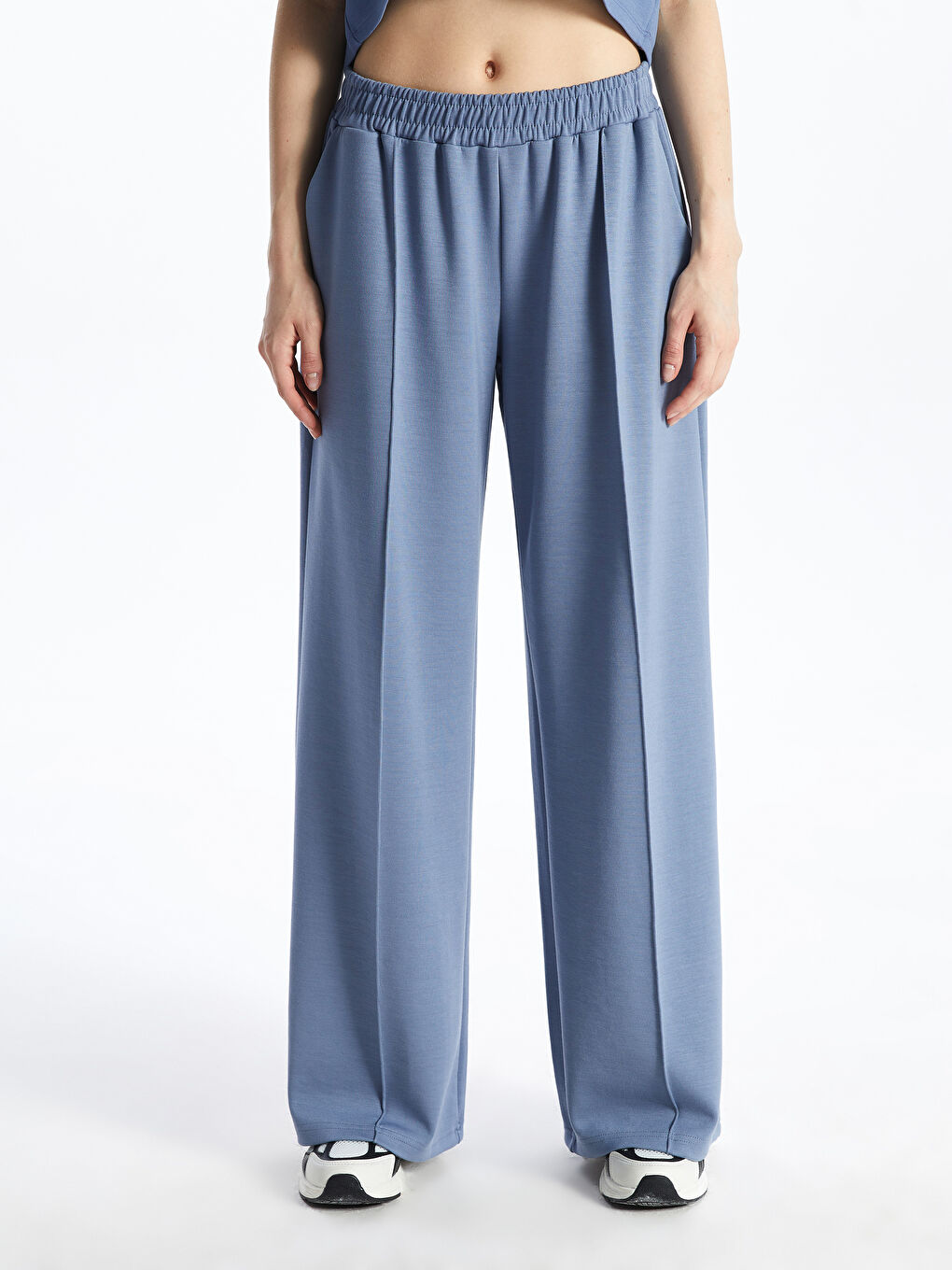 Lacivert Beli Lastikli Kadın Spor Eşofman Altı-1