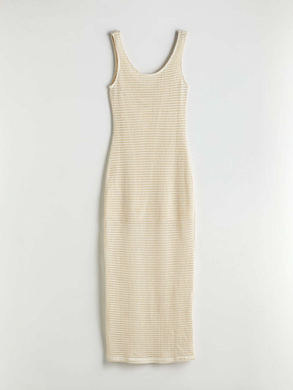 Ekru U Yaka Ajurlu Elbise-4