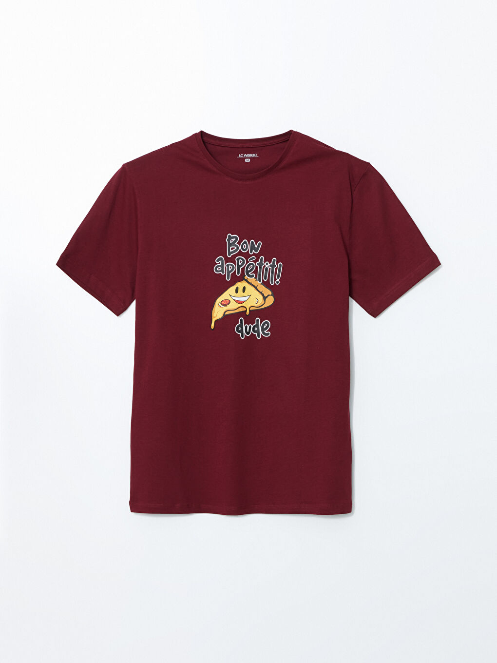 Bordo Bisiklet Yaka Baskılı Erkek Pijama Üst