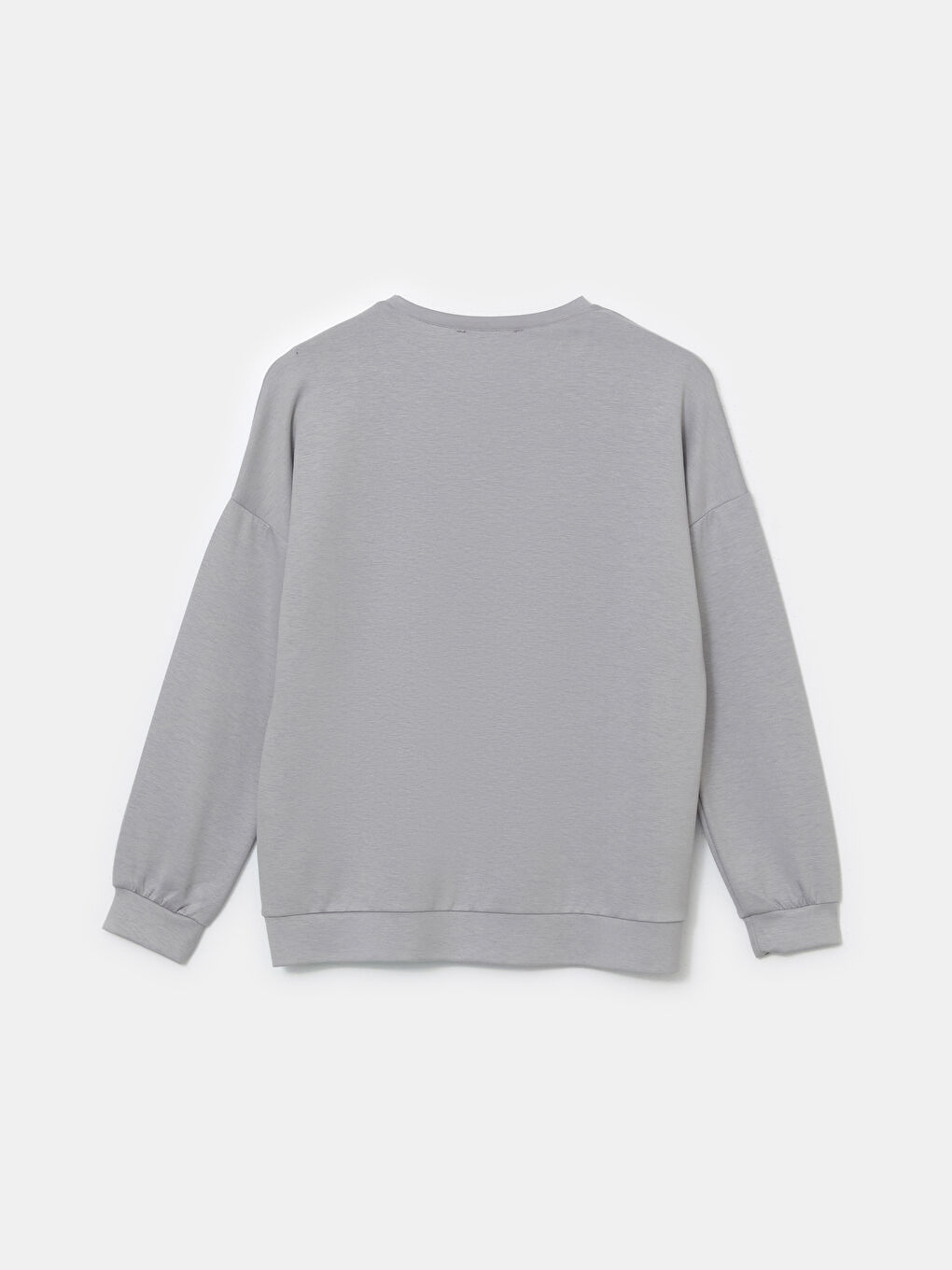 Gri Bisiklet Yaka Kadın Sweatshirt-5