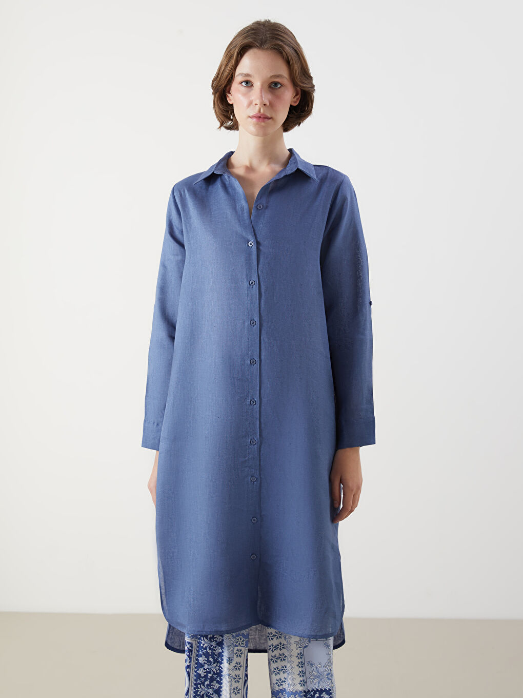 Linen Women's Shirt Tunic -S5NF52Z8-HEU