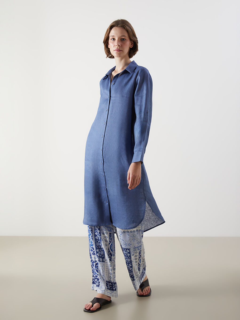 Linen Women's Shirt Tunic -S5NF52Z8-HEU