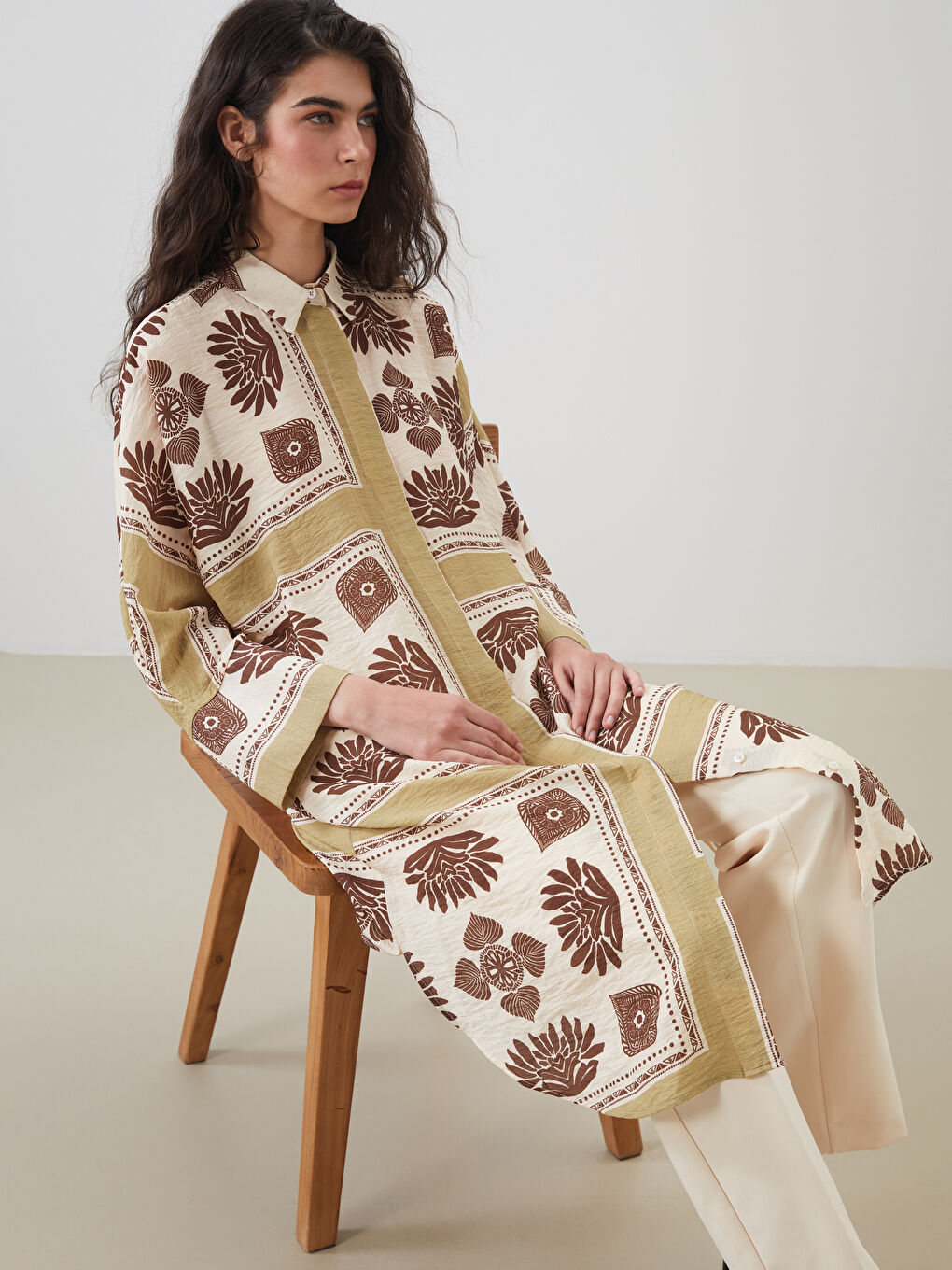 Patterned Oversize Women's Shirt Tunic -S5NF79Z8-LRR