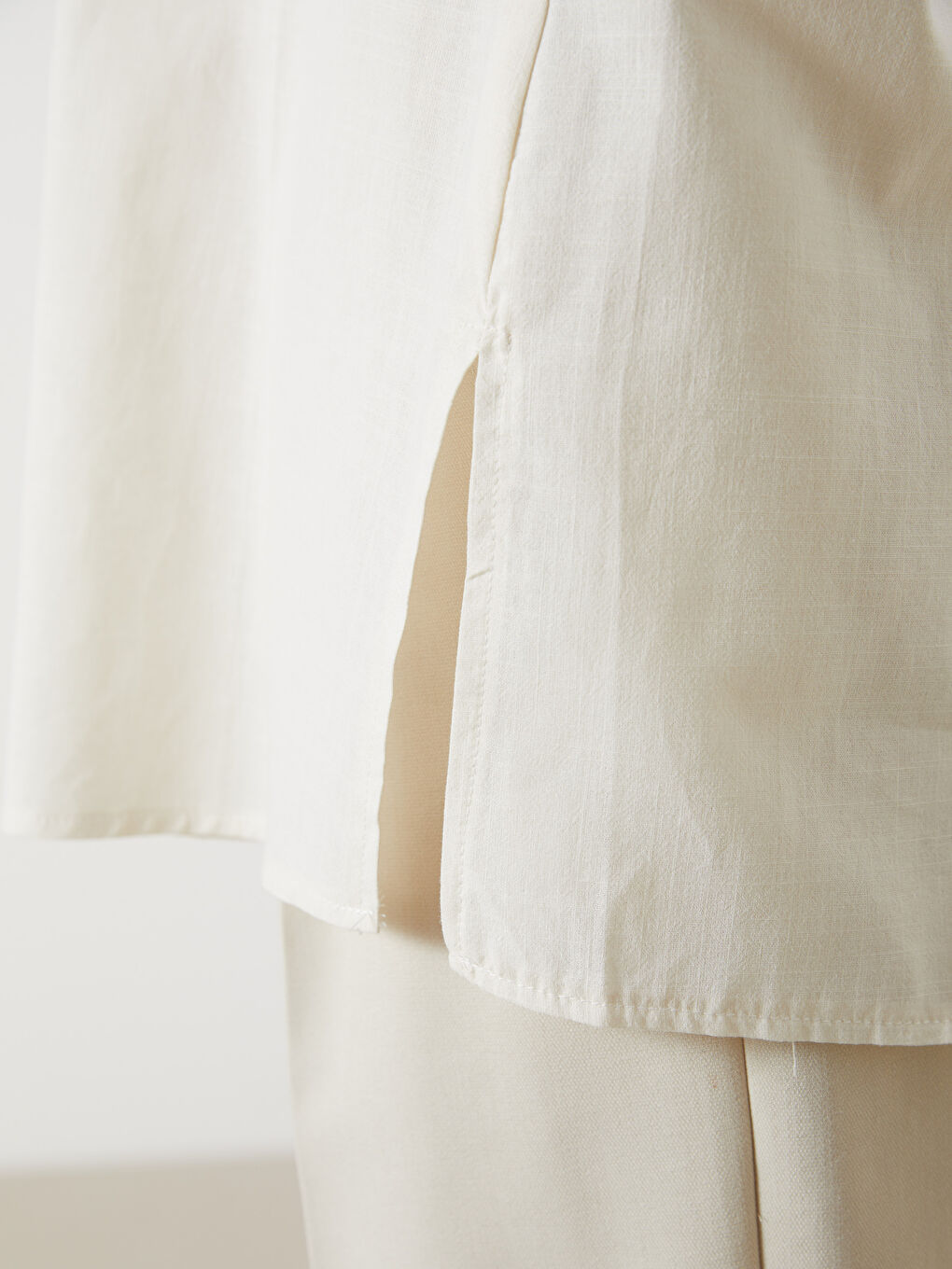 Ekru Nakışlı Oversize Kadın Gömlek Tunik-2