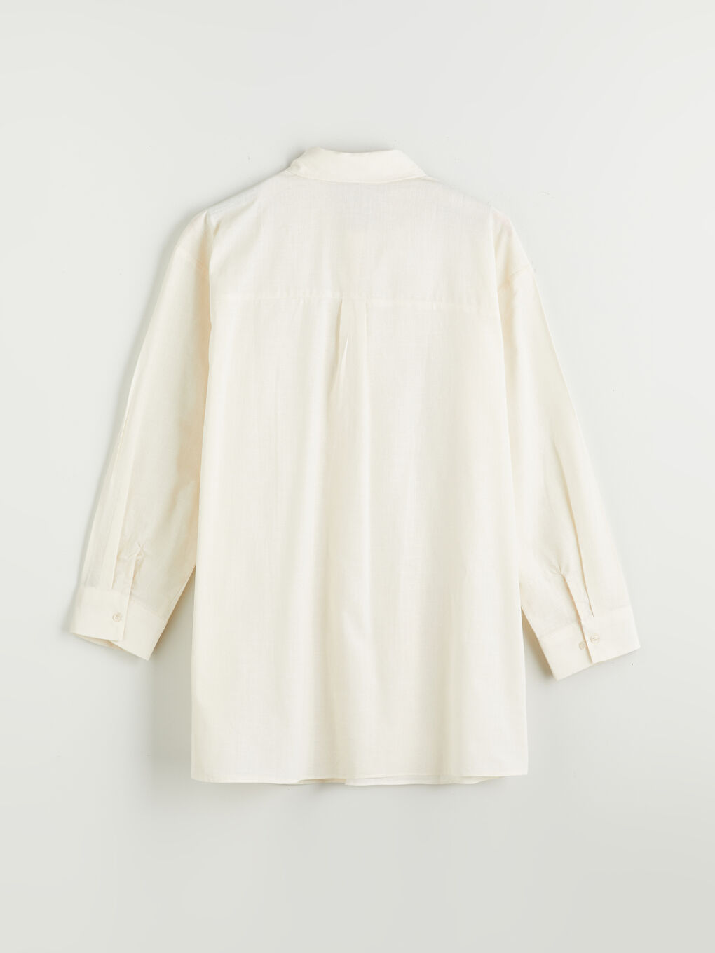 Ekru Nakışlı Oversize Kadın Gömlek Tunik-5