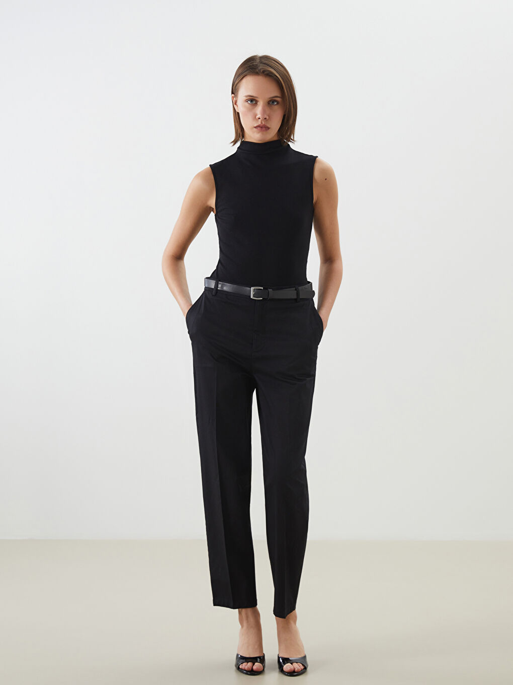 LCW Vision Siyah Dik Yaka Kadın Bodysuit - 1