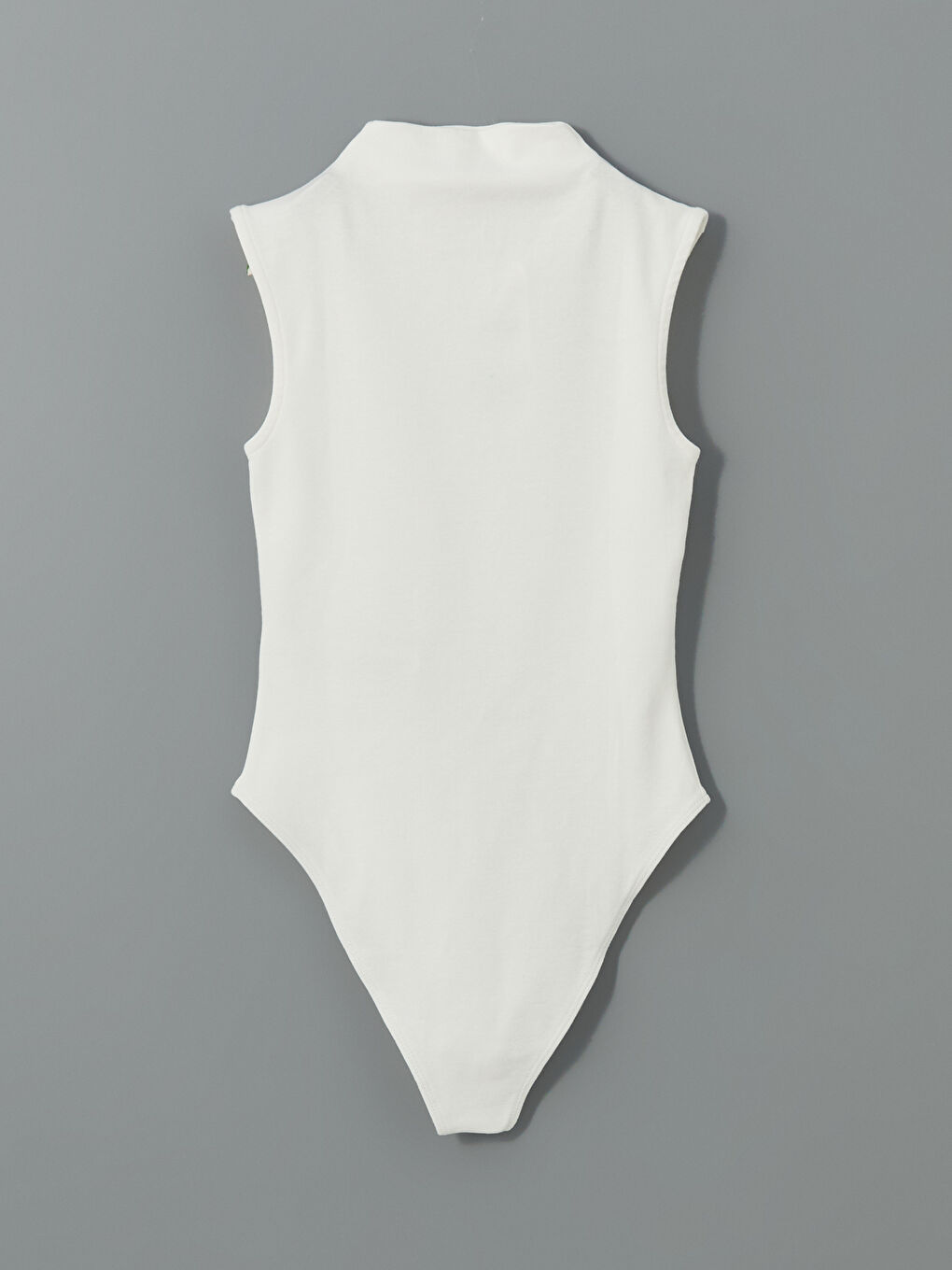Ekru Dik Yaka Kadın Bodysuit-5