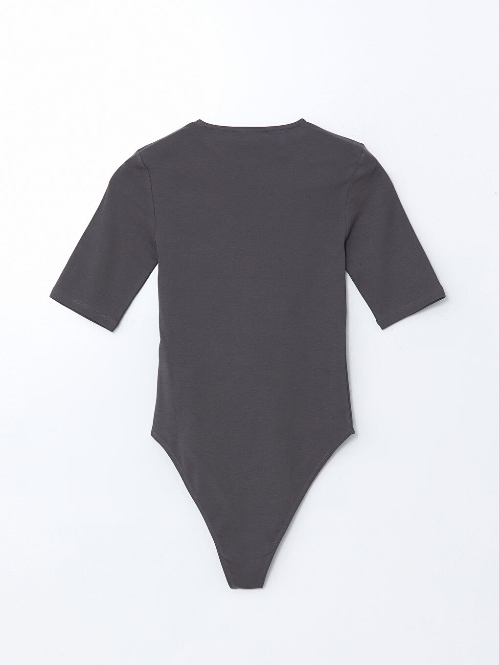 LCW Vision Gri Bisiklet Yaka Kadın Bodysuit - 5