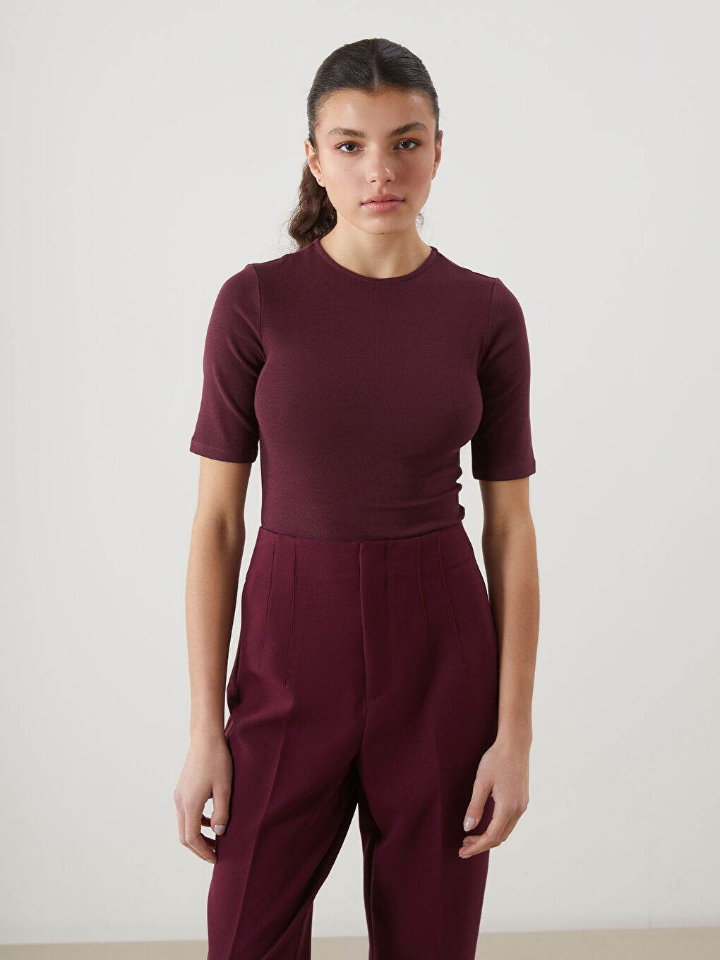 Mürdüm Bisiklet Yaka Kadın Bodysuit