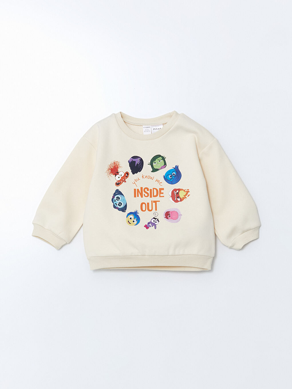 Ekru Ters Yüz Baskılı Kız Çocuk Kalın Sweatshirt