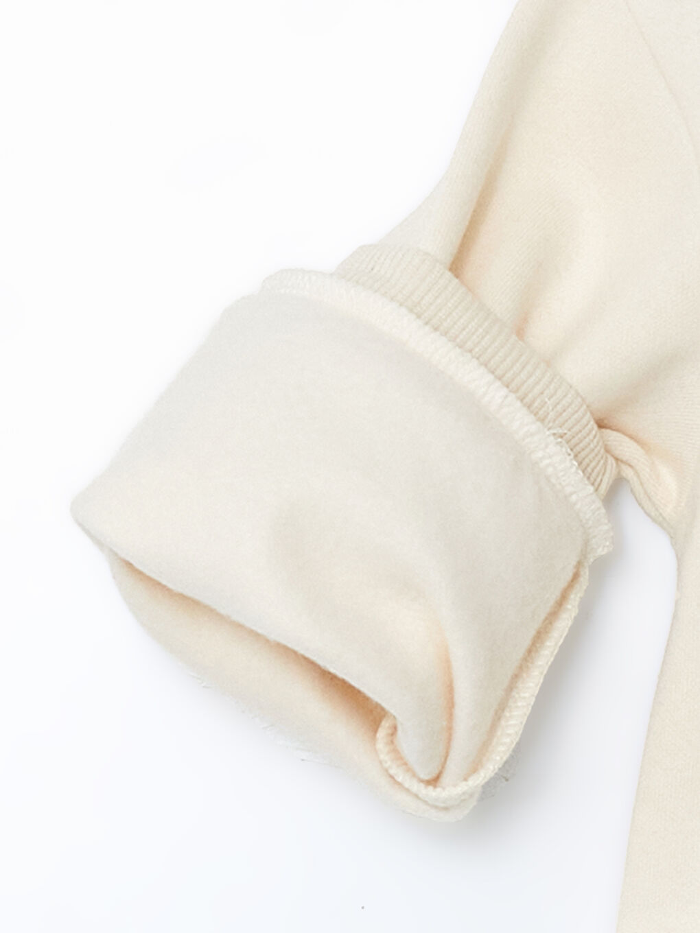 Ekru Ters Yüz Baskılı Kız Çocuk Kalın Sweatshirt-1