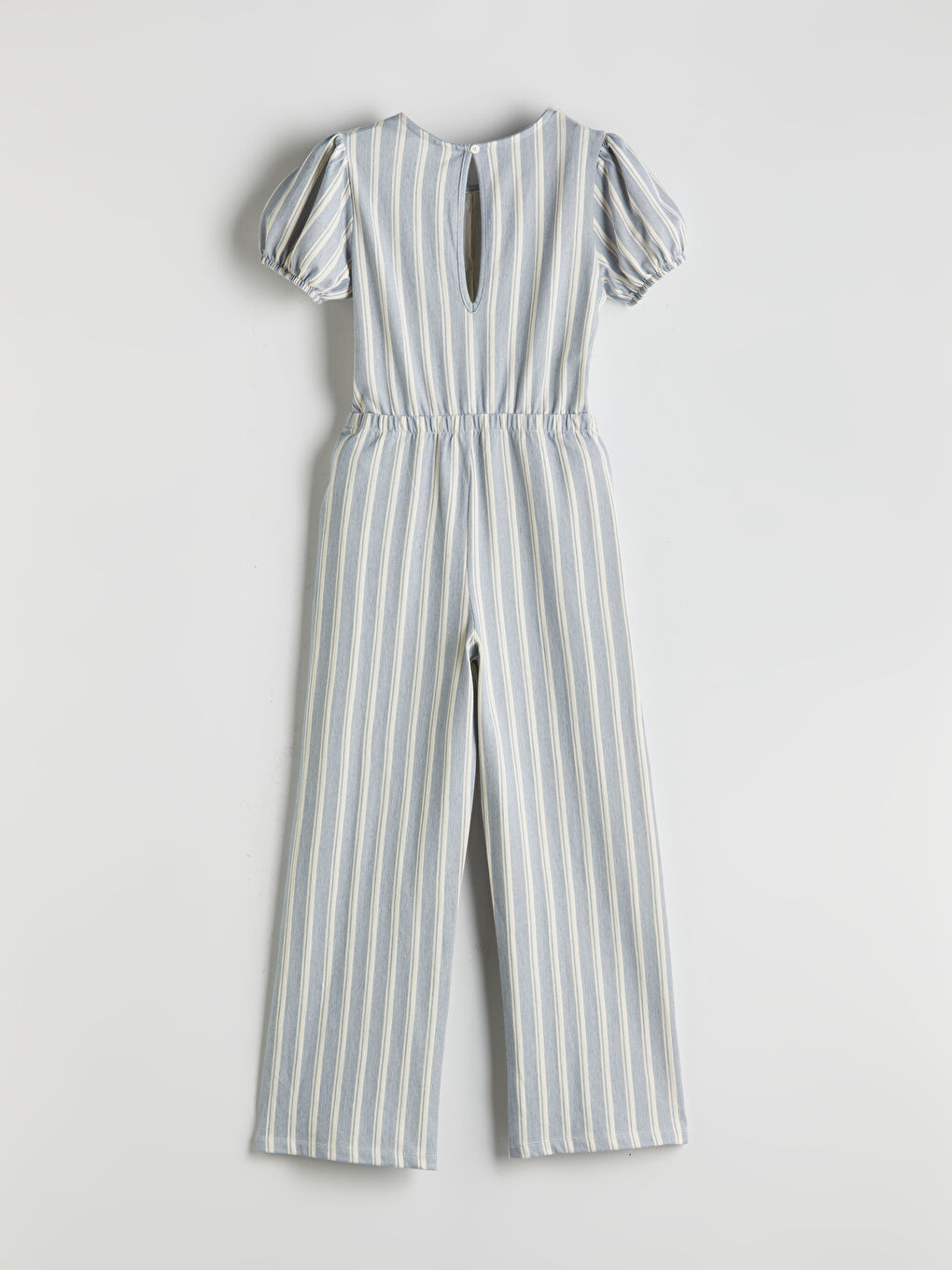 Mavi Çizgili Fiyonk Detaylı Kız Çocuk Tulum-3