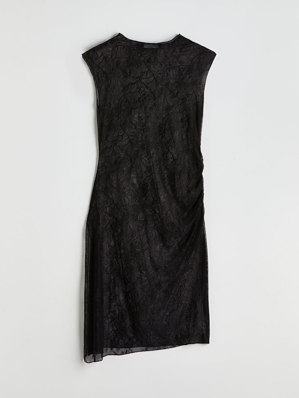 Siyah Asimetrik Kesim Dantel Kadın Tunik-5