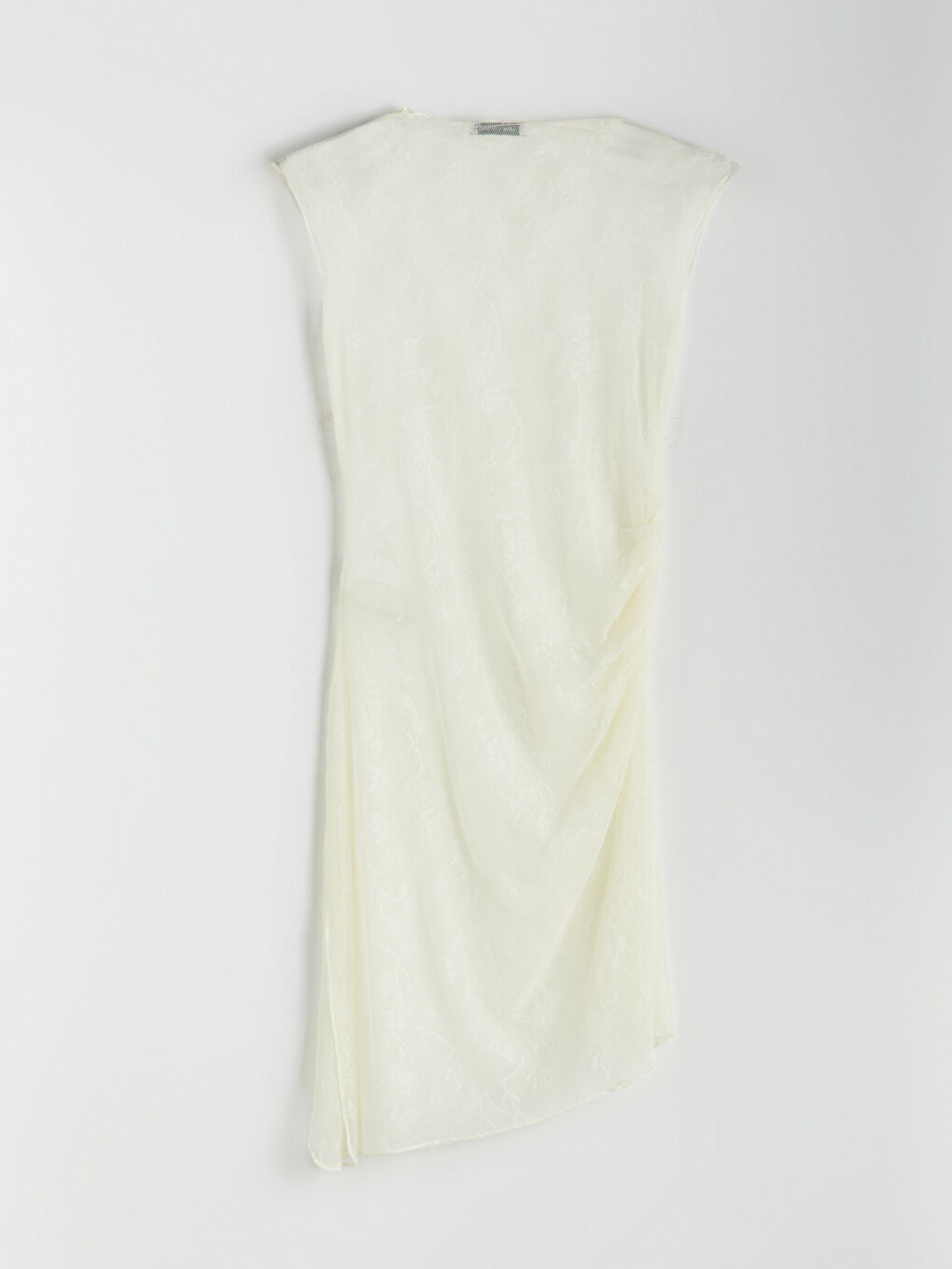 Ekru Asimetrik Kesim Dantel Kadın Tunik-5