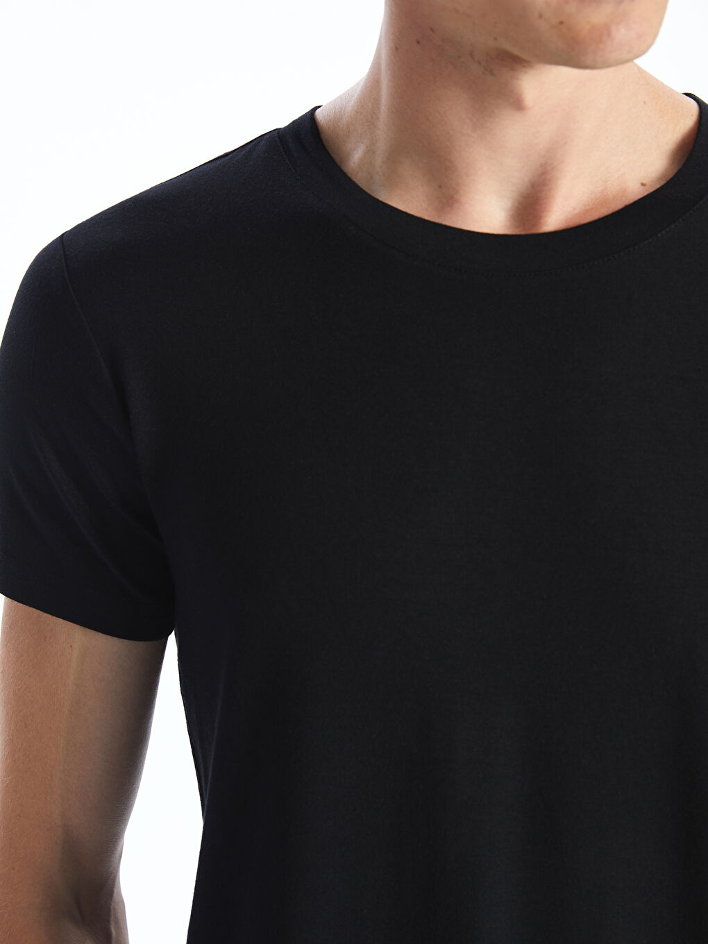 Siyah Bisiklet Yaka Kısa Kollu Erkek Premium Atlet-2