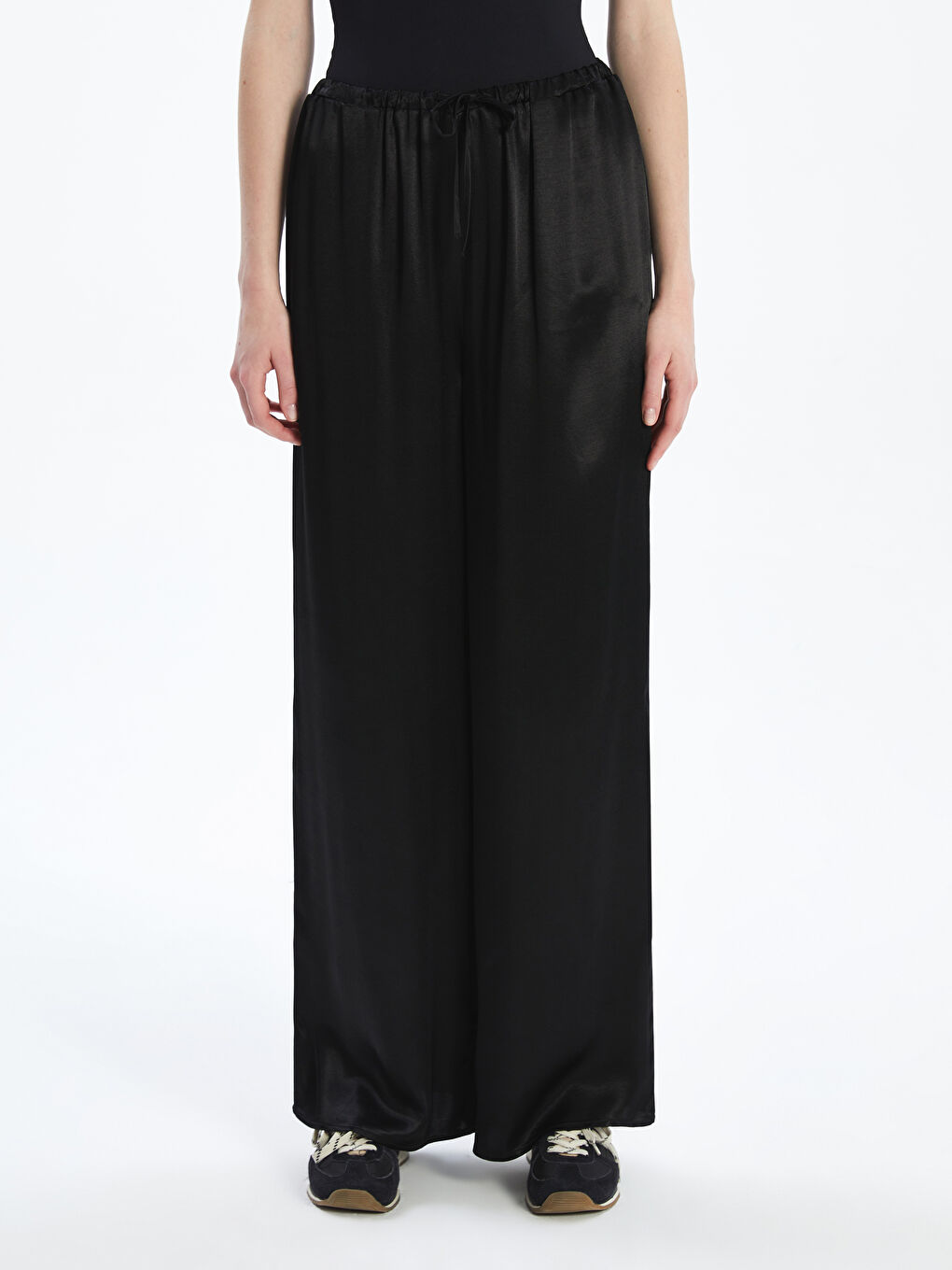 Elastic Waist Satin Women's Trousers -S5NG65Z8-CVL