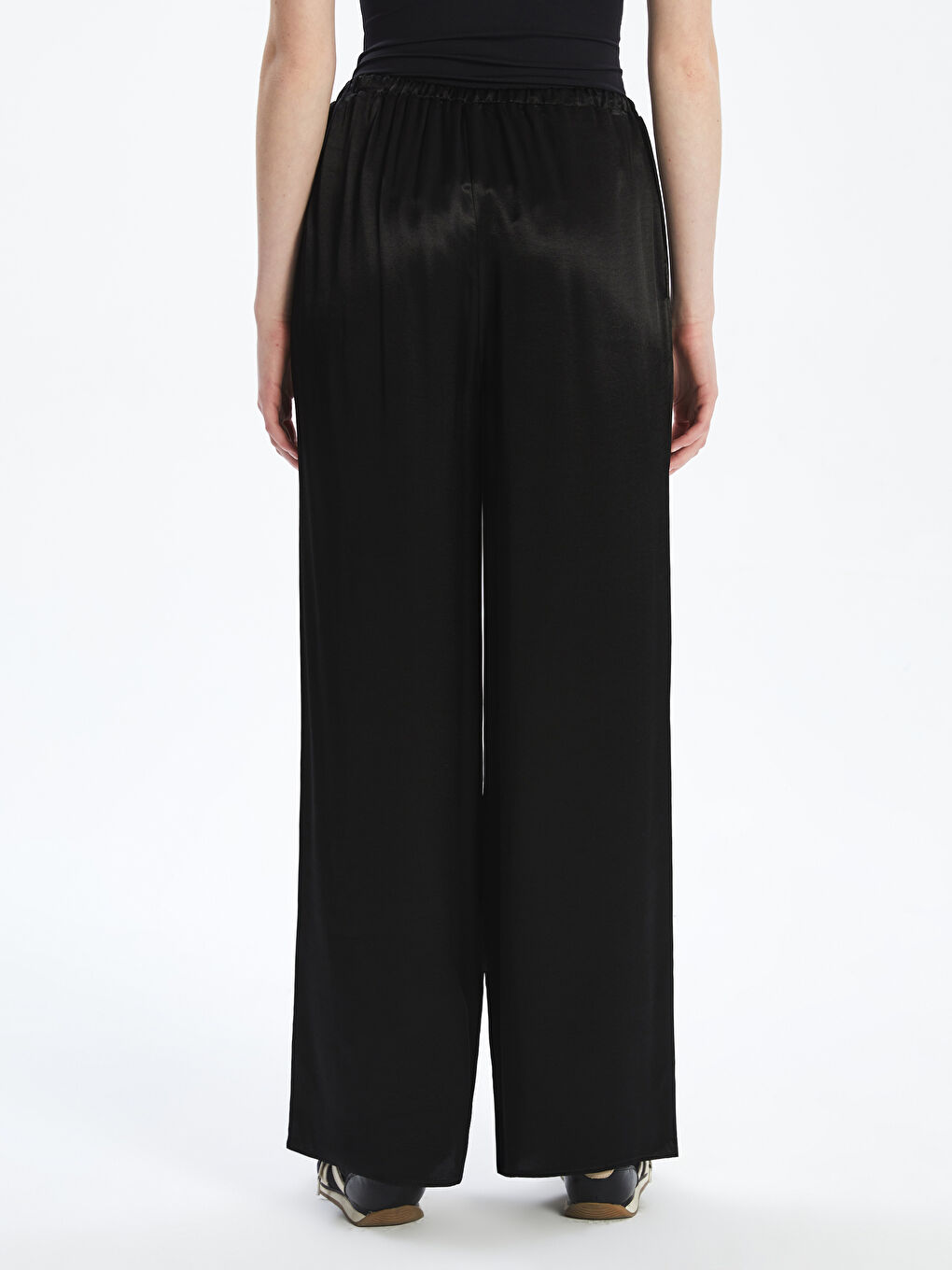 Elastic Waist Satin Women's Trousers -S5NG65Z8-CVL