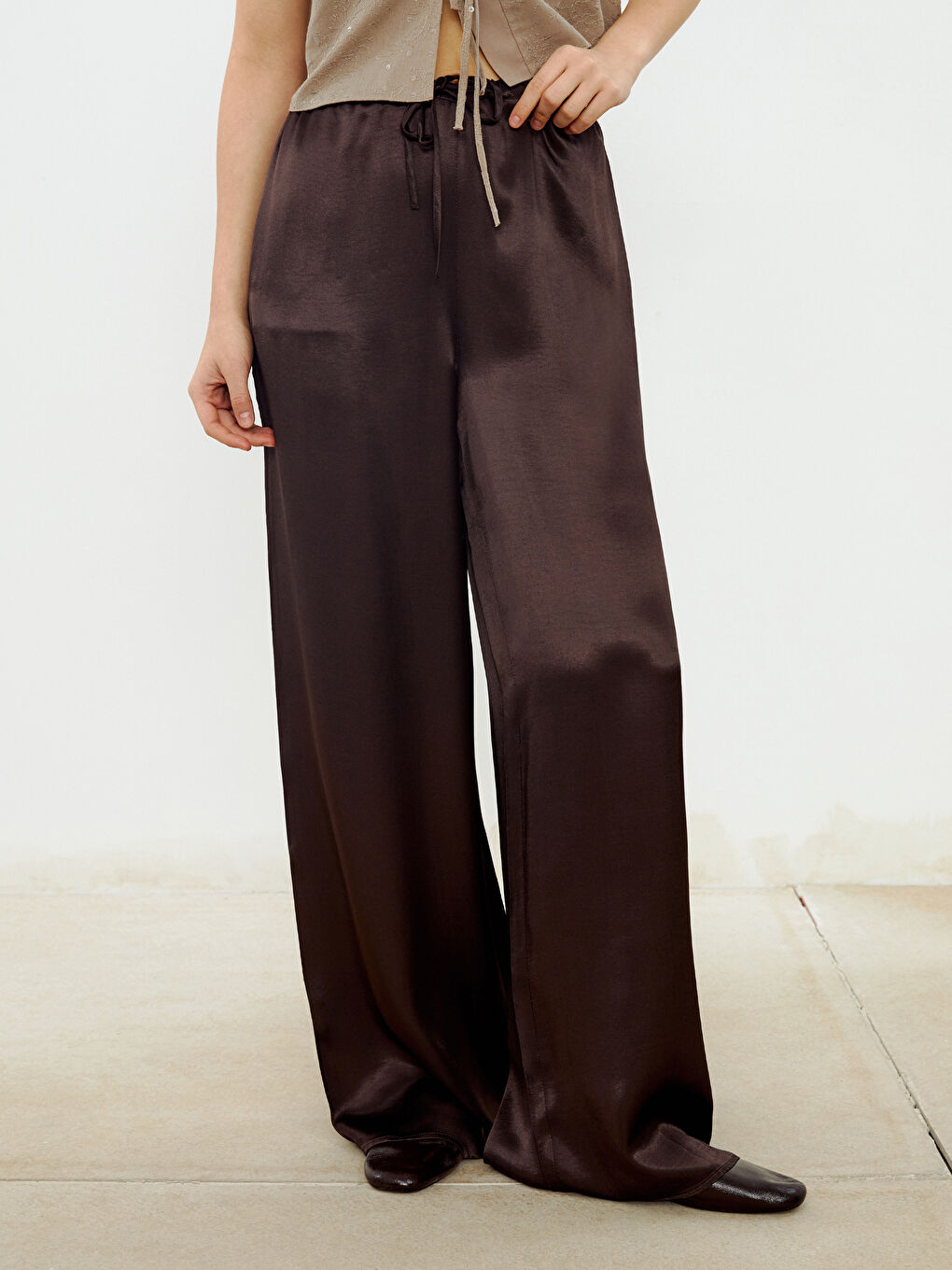 Elastic Waist Satin Women'S Pants -S5NG65Z8-CXL