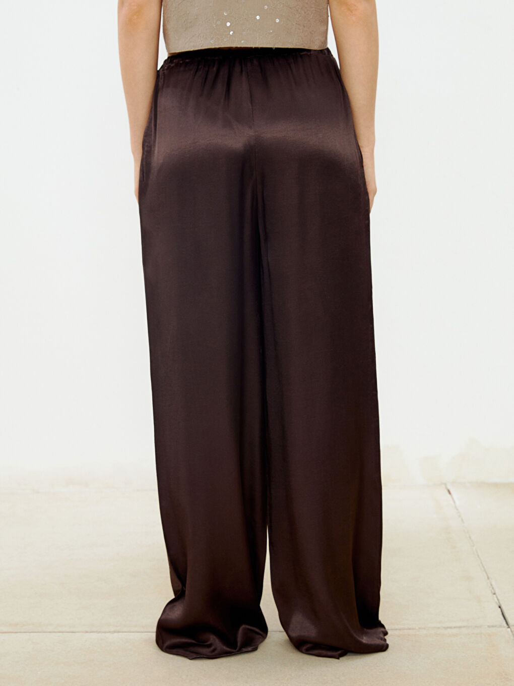Elastic Waist Satin Women'S Pants -S5NG65Z8-CXL