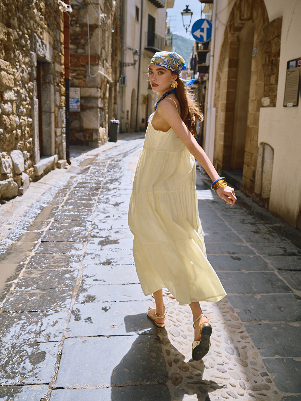 Square Collar Strappy Poplin Dress -S5NG67Z8-CVA