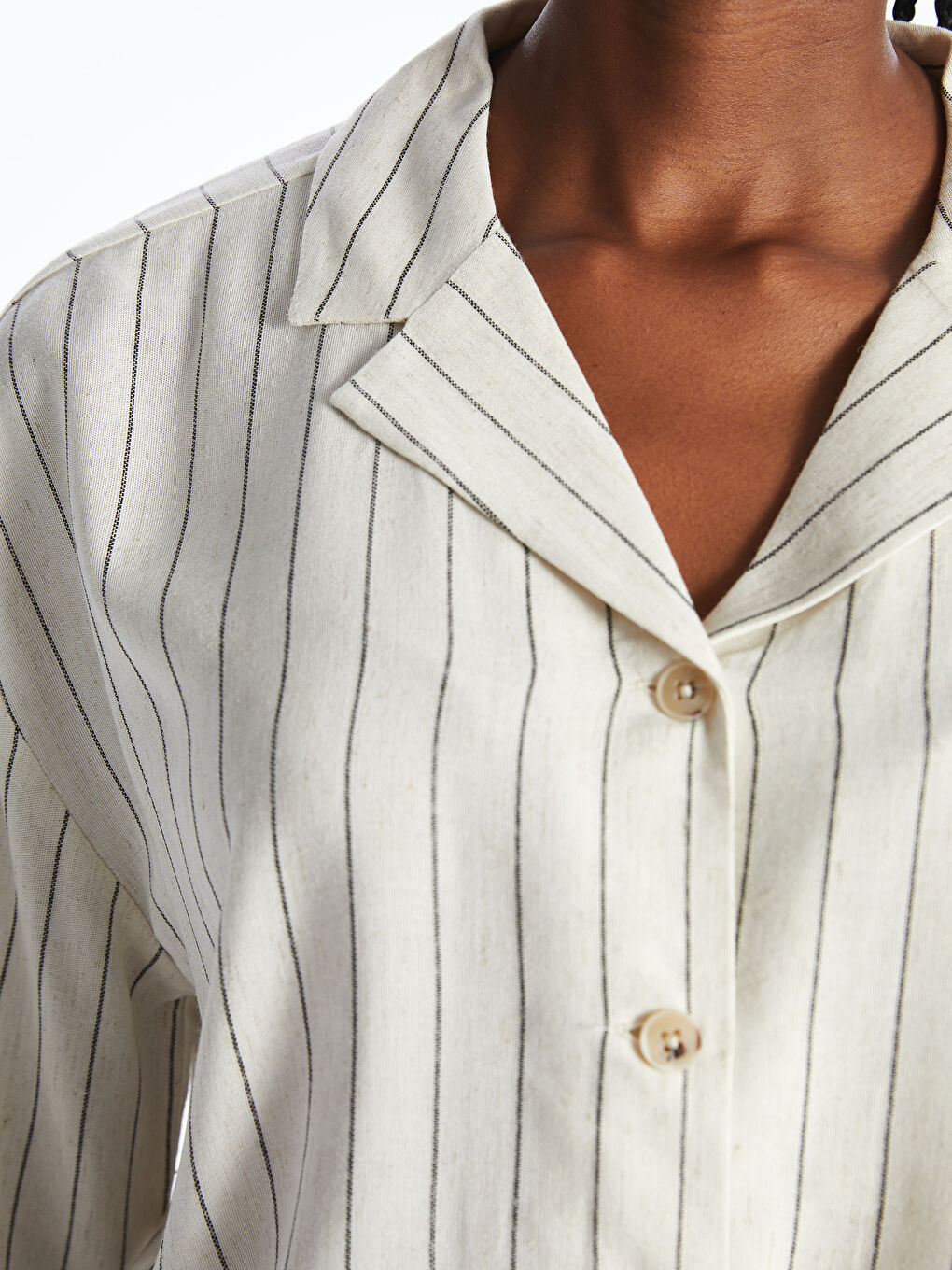 Striped Linen Blend Women's Shirt-2