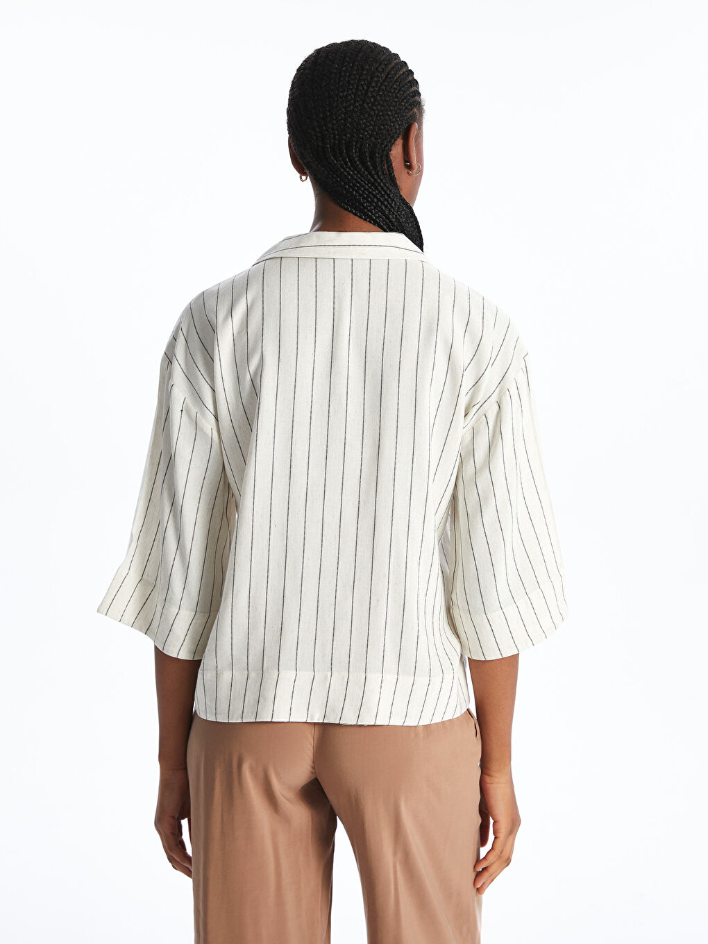 Striped Linen Blend Women's Shirt-3
