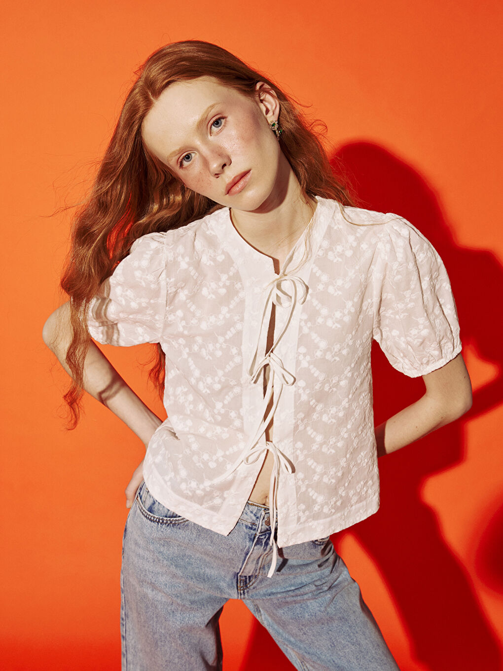 Tie Neck Floral Blouse -S5NG77Z8-Q6K